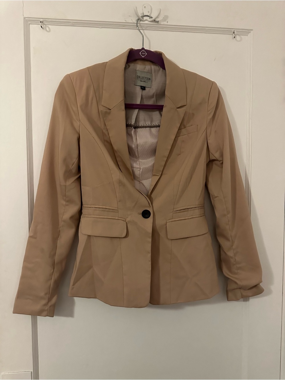 Bershka Tan Single-Button Tailored Blazer